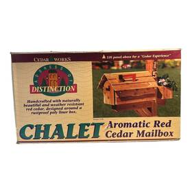 Cedar Works 016544550031 Vintage Red Mailbox Chalet Aromatic Handcrafted Poly Liner Mail Box