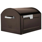Centennial Rubbed Bronze Extra Large Steel Post Mount Mailbox With Silver Han