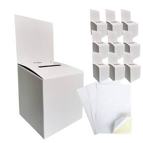 S666 Ch-box 10 Pack 6x6x6 Inch Cardboard Ballot White Glossy For Suggestion Raffle D