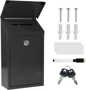 Chonovo 726085013352 Metal Suggestion Box Donation With Slot Drop Lock And Key Collectio