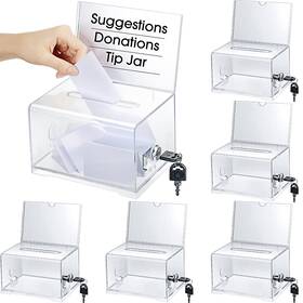 Mz-chunful-1868 Chunful 6 Pcs Acrylic Donation Box With Lock And Sign Holder Clear Ballot
