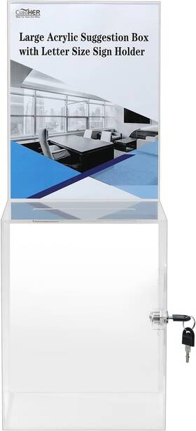 8.5x11-clear Ciaoher Large Acrylic Suggestion Box With Letter Size 8.5 X11 Sigh Holder Clear