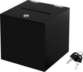 Ciaoher-safe-001 Ciaoher Acrylic Black Donation Box Ballot Suggestion Money Storage