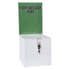 Clear-ad 857204006020 Acrylic Donation Ballot Raffle Or Suggestion Box With Lock And Sign Holde