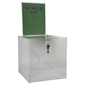 Clear-ad 857204006044 Acrylic Donation Ballot Raffle Or Suggestion Box With Lock And Removable