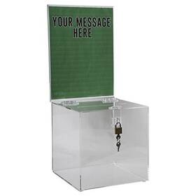 Clear-ad 858317005948 Acrylic Donation Ballot Raffle Or Suggestion Box With Lock And Removable