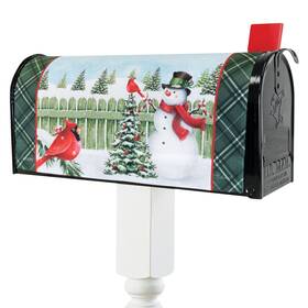 43374 Collections Etc Cheerful Snowman Winter Friends Magnetic Mailbox Cover
