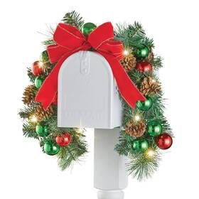 Zl-143829 Collections Etc Solar Powered Holiday Mailbox Ornaments Swag