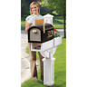 520999 Contemporary Mailbox And Post With Plastic Planter Newspaper Holder Black White
