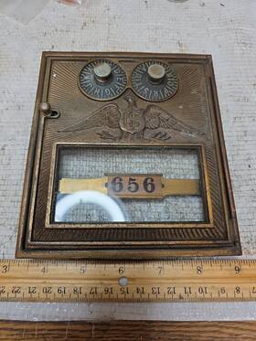 1910 Corbin 1912 Vintage Bronze Brass Double Dial U S Eagle Post Office Box Door Cir