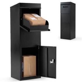 Hcst13299 Costway 44 Inch Package Delivery Box With Anti-theft Baffle Coded Lock Sloped Roof For Home