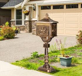 Us-2np10936cp Costway Retro Cast Aluminum Mailbox Lockable Security Postal Letter Box With Baffle Door