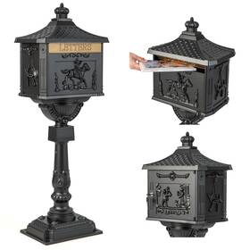 Us-2np10936dk Costway Retro Cast Aluminum Mailbox Lockable Security Postal Letter Box With Baffle Door