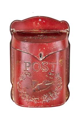 Creative Co-op 191009181354 Red Embossed Tin Post Letter Box