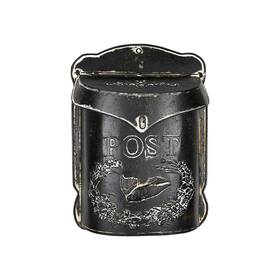 Da5059zub Creative Co-op Black Embossed Tin Inch Post Letter Box