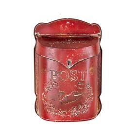 Da5059zur Creative Co-op Red Embossed Tin Inch Post Letter Box