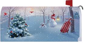41266 Custom Decor Cardinal Tree Snowman Mailbox Cover Holiday Christmas Outdoor