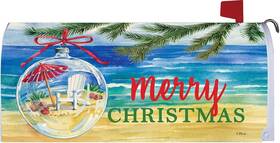 4705 Custom Decor Coastal Christmas Ocean Beach Chair Umbrella Ornament Magnetic Mailbox Cover