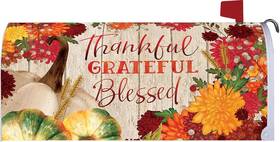 4945 Custom Decor Fall Thanksgiving Thankful Grateful Blessed Pumpkin Mums Magnetic Mailbox Cover