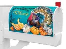 5423 Custom Decor Thanksgiving Turkey Pumpkins Magnetic Mailbox Cover Only
