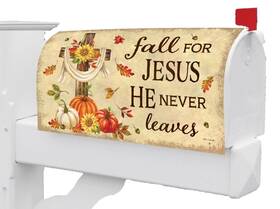 5458 Custom Decor Fall For Jesus He Never Leaves Pumpkin Sunflower Magnetic Mailbox Cover Only