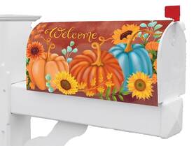5464 Custom Decor Fall Halloween Thanksgiving Pumpkin Sunflower Magnetic Mailbox Cover Only