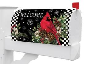 5486 Custom Decor Winter Snow Cardinal Pine Magnetic Mailbox Cover Only