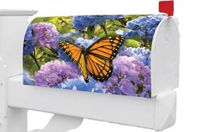 5602 Custom Decor Monarch Butterfly Hydrangeas Flower Magnetic Mailbox Cover Only