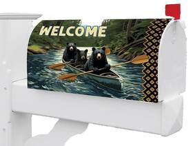 5631 Custom Decor Black Bear Canoe River Magnetic Mailbox Cover Only