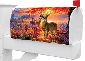 5742 Custom Decor Fall Autumn Thanksgiving Deer Pumpkins Magnetic Mailbox Cover Only