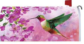 Custom Decor 5827 Hummingbird Pink Flower Magnetic Mailbox Cover