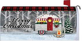 Custom Decor 683963412563 Holiday Camper Christmas Mailbox Cover Winter Outdoor Red And Black Plaid