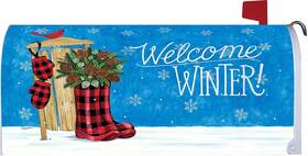 Custom Decor 683963442263 Buffalo Check Christmas Boots Winter Mailbox Cover Holiday