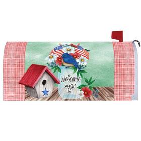 Custom Decor 683963481361 Bluebird And Flags Mailbox Makeover Cover Standard Size