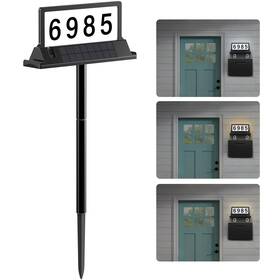 Cn005bbw Cybrasc Solar Address Sign For House Numbers Dual-sided Led And Pane