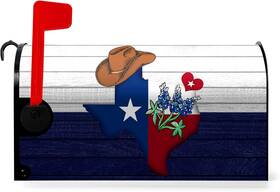 Dacawin 744759951359 Texas Mailbox Cover Magnetic Cowboy Hat Bluebonnet Waterproof Mail Wraps A