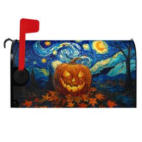 H6yhyl8l240529z394kgj9 Dacawin Halloween Pumpkin Magnetic Mailbox Cover Large Size 25.5 X 21 Van Goghs Star