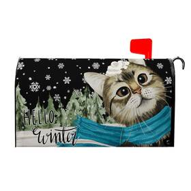 H6yhyl8l250618zmggs3n9 Dacawin Hello Winter Cat Magnetic Mailbox Covers Standard Size 21x18 Inch Snowflakes