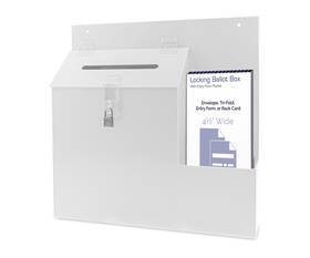W-bb-911-tf-wht Deflecto Marketing Holders Suggestion Ballot Box With Locking Top Trifold Brochur