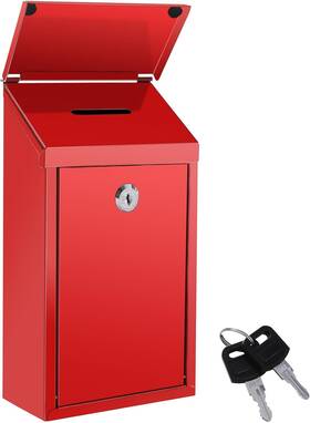 Dianoa 744759388223 Metal Donation Box Locking Suggestion With Slot And Lock Key Wall Mounted