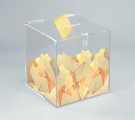 Displays2go 840844108667 12-inch Clear Acrylic Ballot Box Cube With Hinged Lid For Countertop Use