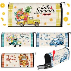 Dug-dispowreath-0550 Dispowreath 4 Pcs Mailbox Wraps 18x21 Hello Spring Summer Fall Winter Set