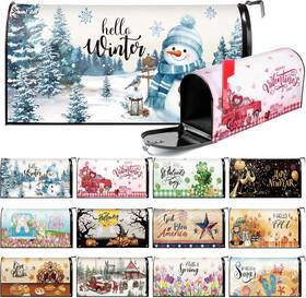 Dug-dispowreath-1514 Dispowreath 12 Pcs Holiday Mailbox Covers Magnetic Standard Size 18 X 21 Inch Post Box Winte