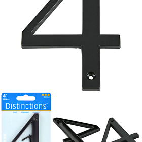 843144 Distinctions Black Flush-mount 4-inch House Number 4 #4