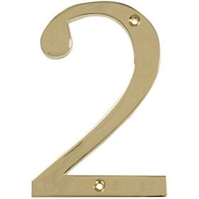 843152 Distinctions By Hillman 4-inch Flush-mount Polished Brass House Number 2