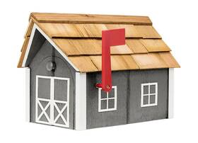 Dress The Yard 616183121311 Amish-made Deluxe Post Mount Wooden Mailbox With Cedar Shingles Dark Gray Wi