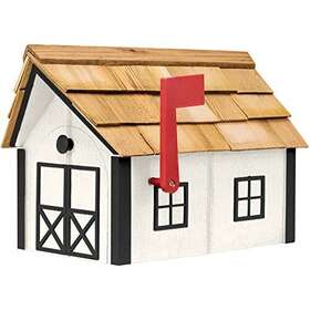 Dress The Yard 753807261630 Amishmade Deluxe Post Mount Wooden Mailbox With Cedar Shingles White Black
