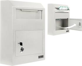 Durabox 743724128369 Wall Mount Locking Drop Box Heavy Duty Steel Mailbox For Rent Payments Gray