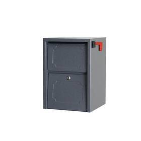 Dvjr0060-2 Dvault Post/column Mount Secure Mailbox Medium Galvanized Steel Hopper Door Gray
