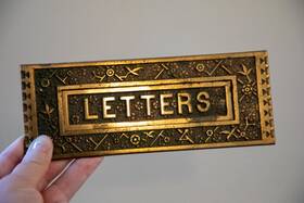 1885 Eastlake Antique Style Brass Mail Letter Slot - Patent